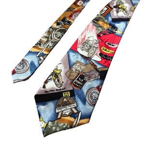 Vintage 90s Nicole Miller Harley Davidson Collectible Motorcycle Silk Neck Tie